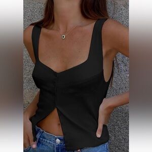 NWT Casual Button-Front Strappy Top